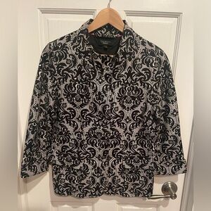 Talbots Black and White Lace-Patterned Jacket Women’s Size 8